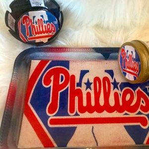 Phillies Rolling Tray Set 3 Piece Ashtray Stash Jar & Tray